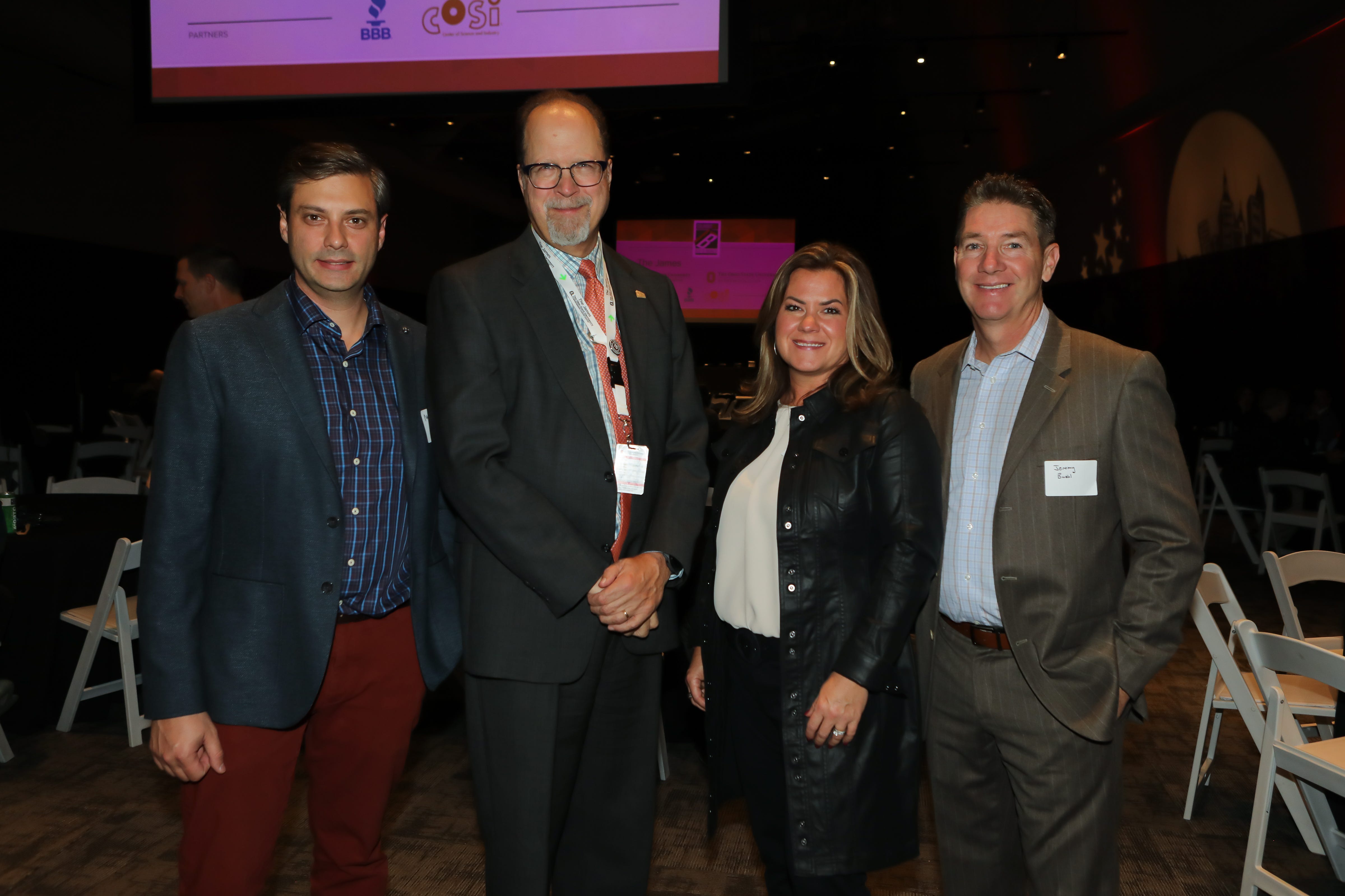 Michael Nocera, Ted Yank, Anna Buehl and Jeromy Buehl at Columbus CEO’s 16th annual Best of Business awards, held Oct. 19, 2023, at COSI.