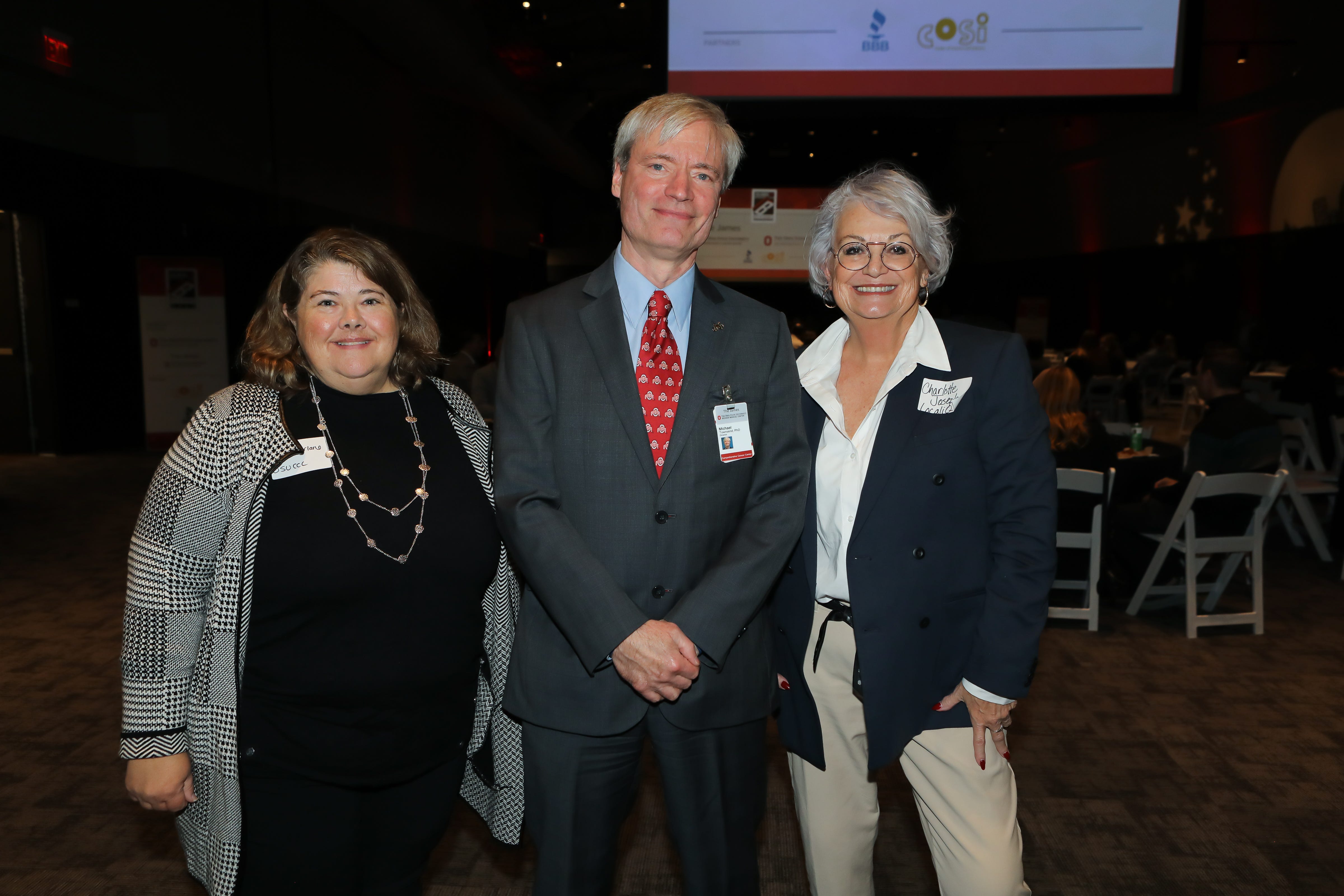 Amanda McFarlane, R. Michael Townsend and Charlotte Joseph at Columbus CEO’s 16th annual Best of Business awards, held Oct. 19, 2023, at COSI.